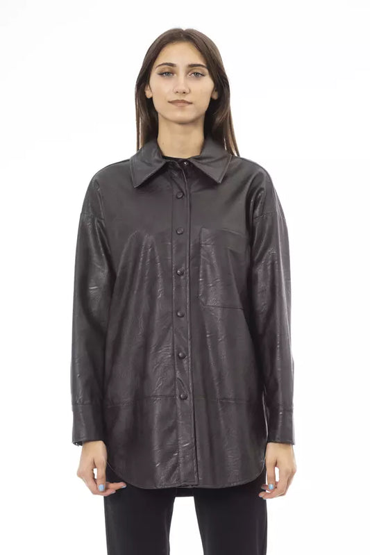 Alpha Studio Brown Polyethylene Women Shirt Alpha Studio