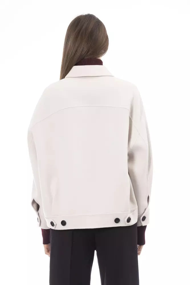 Alpha Studio Elegant White Wool Blazer Jacket Alpha Studio