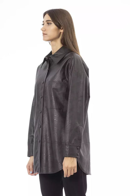 Alpha Studio Brown Polyethylene Women Shirt Alpha Studio