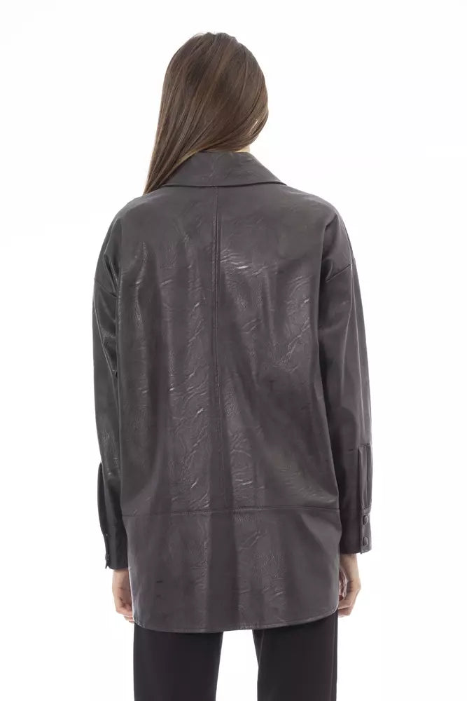 Alpha Studio Brown Polyethylene Women Shirt Alpha Studio