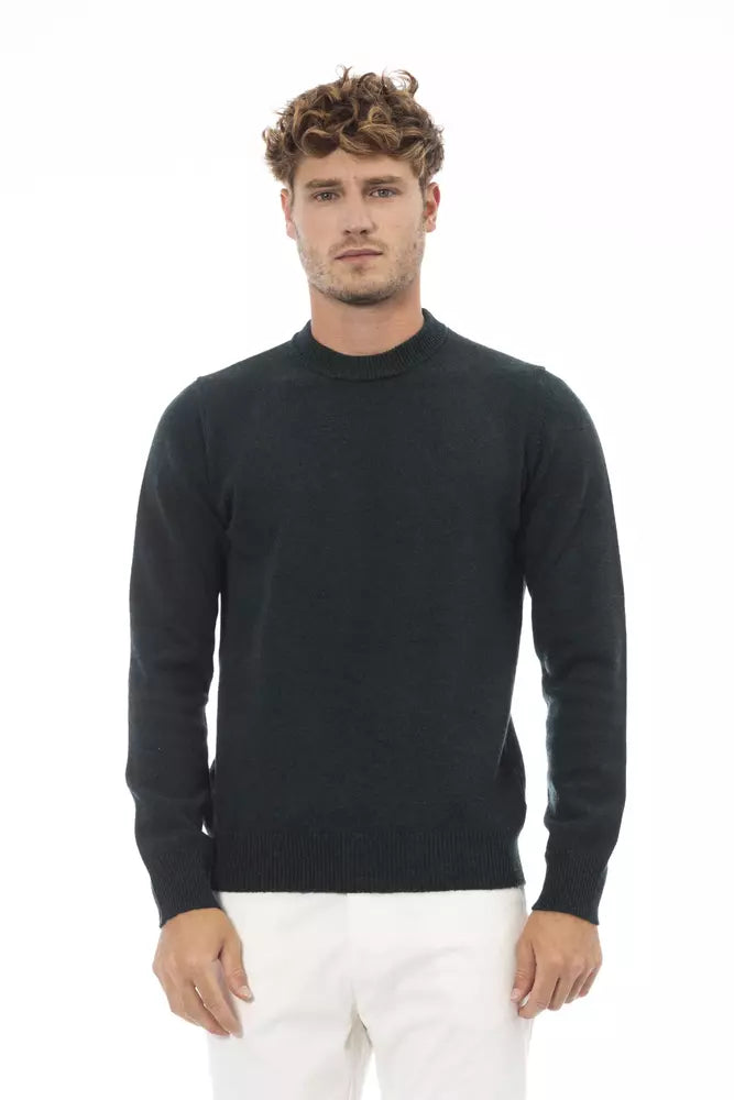 Alpha Studio Green Wool Men Sweater Alpha Studio