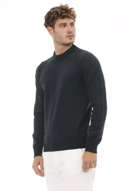 Alpha Studio Green Wool Men Sweater Alpha Studio