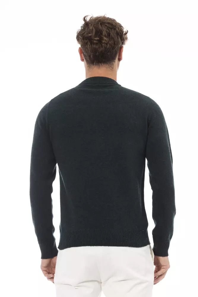 Alpha Studio Green Wool Men Sweater Alpha Studio