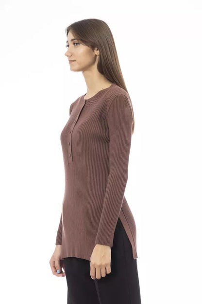 Alpha Studio Brown Viscose Women Sweater Alpha Studio