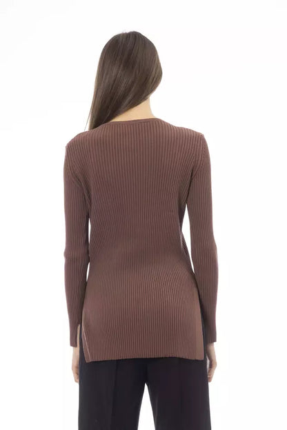 Alpha Studio Brown Viscose Women Sweater Alpha Studio