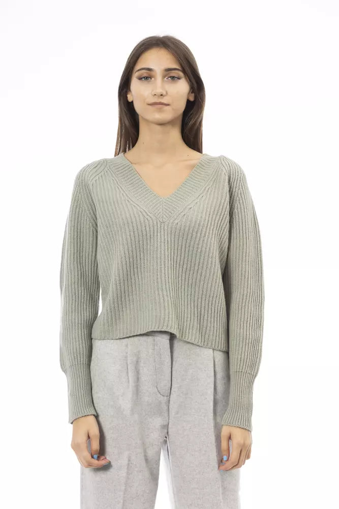 Alpha Studio Green Wool Women Sweater Alpha Studio