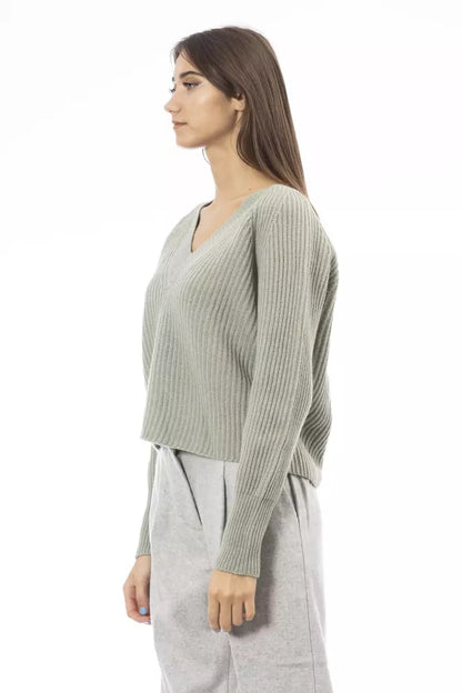 Alpha Studio Green Wool Women Sweater Alpha Studio