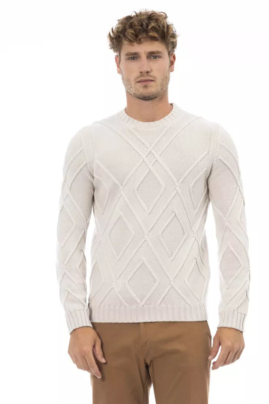 Alpha Studio Beige Merino Wool Men Sweater Alpha Studio