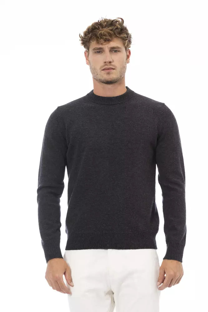 Alpha Studio Black Wool Men Sweater Alpha Studio