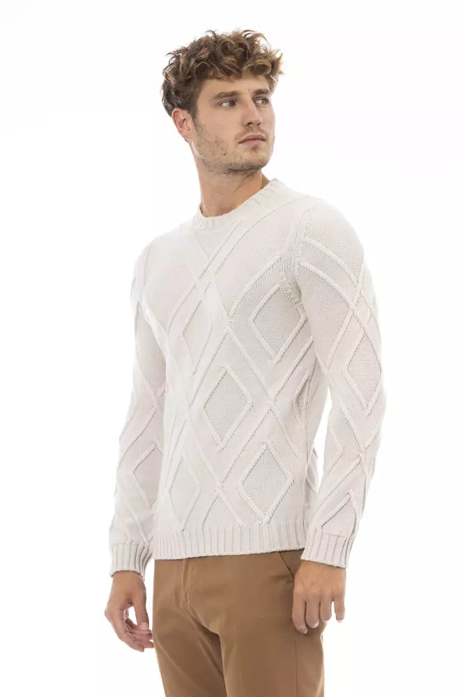 Alpha Studio Beige Merino Wool Men Sweater Alpha Studio