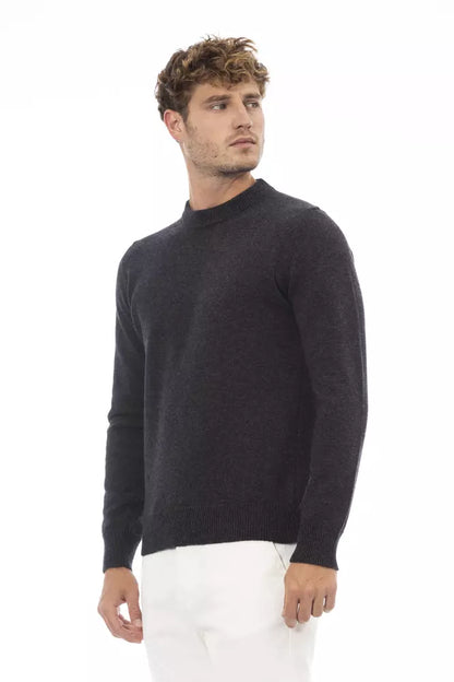 Alpha Studio Black Wool Men Sweater Alpha Studio