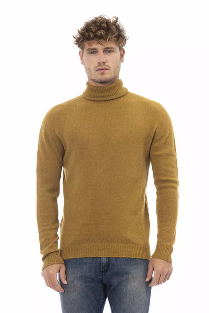 Alpha Studio Brown Alpaca Men Sweater Alpha Studio