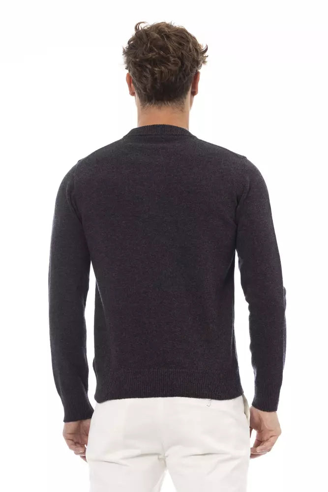 Alpha Studio Black Wool Men Sweater Alpha Studio