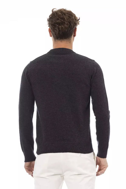 Alpha Studio Black Wool Men Sweater Alpha Studio