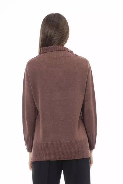 Alpha Studio Brown Merino Wool Women Sweater Alpha Studio