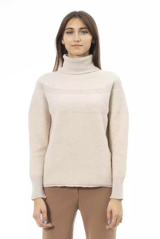 Alpha Studio Beige Alpaca Women Sweater Alpha Studio