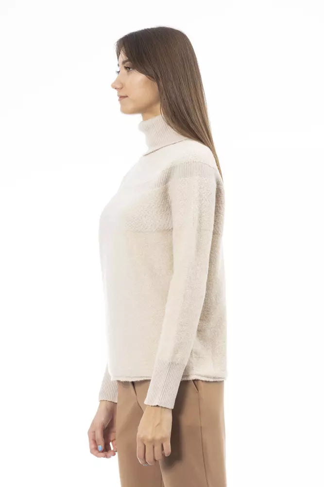 Alpha Studio Beige Alpaca Women Sweater Alpha Studio