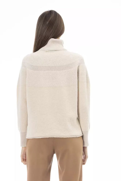 Alpha Studio Beige Alpaca Women Sweater Alpha Studio