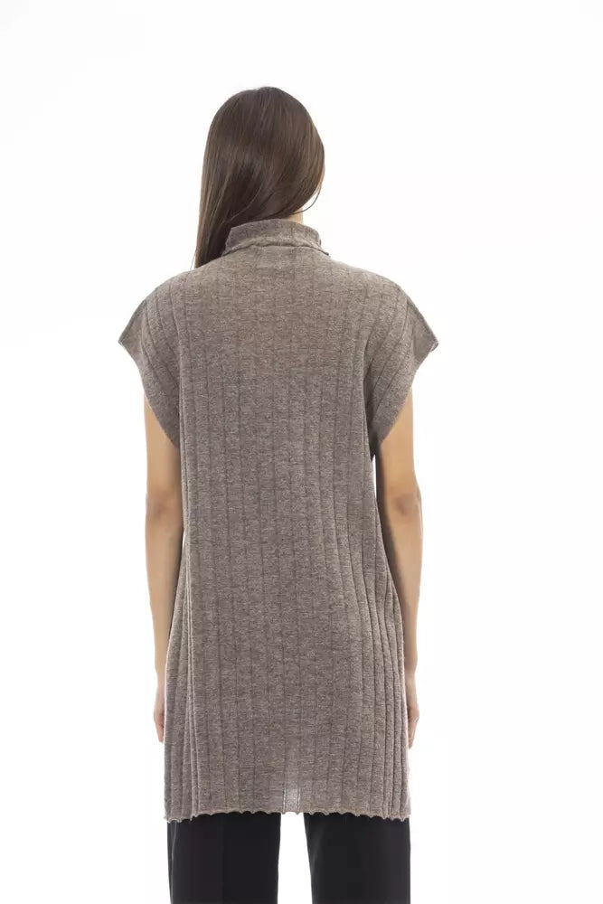 Alpha Studio Brown Alpaca Women Sweater Alpha Studio