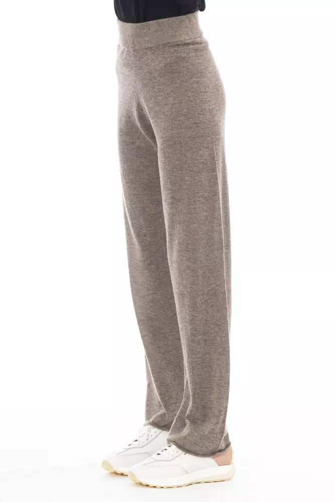 Alpha Studio Brown Wool Women Pants Alpha Studio