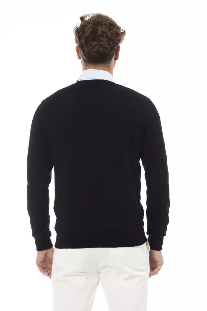 Alpha Studio Black Wool Men Sweater Alpha Studio