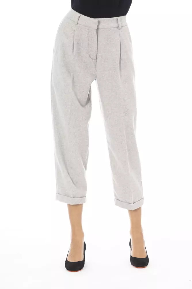 Alpha Studio Gray Wool Women Trouser Alpha Studio