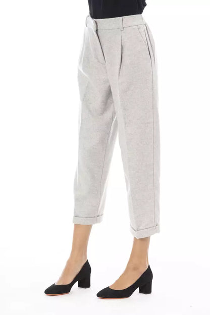 Alpha Studio Gray Wool Women Trouser Alpha Studio