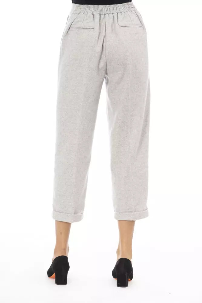 Alpha Studio Gray Wool Women Trouser Alpha Studio