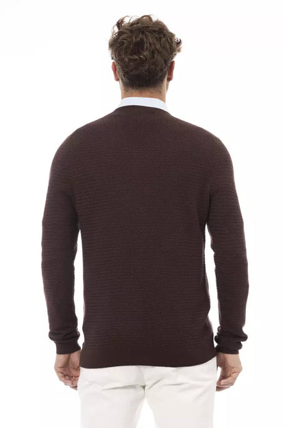 Alpha Studio Brown Merino Wool Men Sweater Alpha Studio