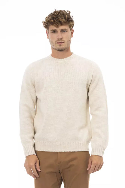 Alpha Studio Beige Alpaca Men Sweater Alpha Studio