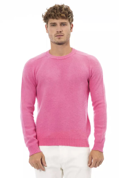 Alpha Studio Pink Wool Men Sweater Alpha Studio