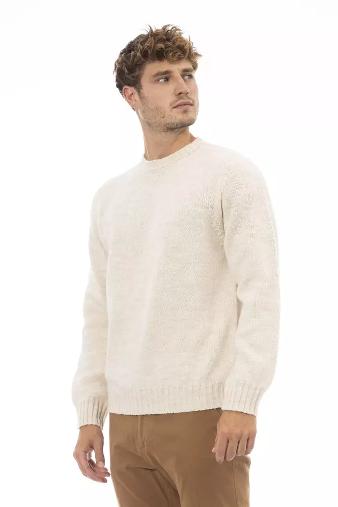 Alpha Studio Beige Alpaca Men Sweater Alpha Studio