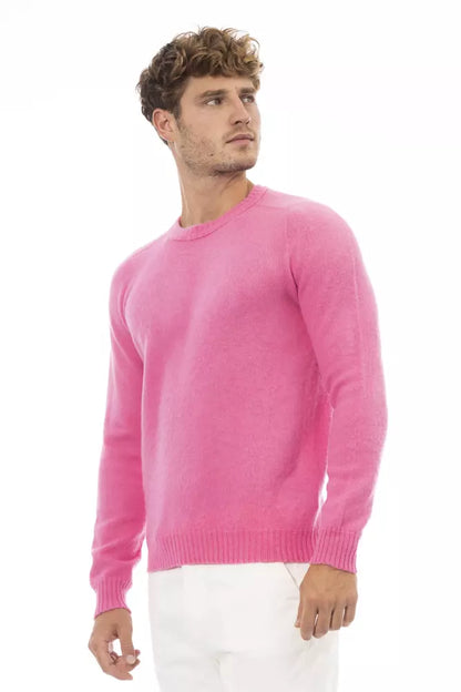 Alpha Studio Pink Wool Men Sweater Alpha Studio