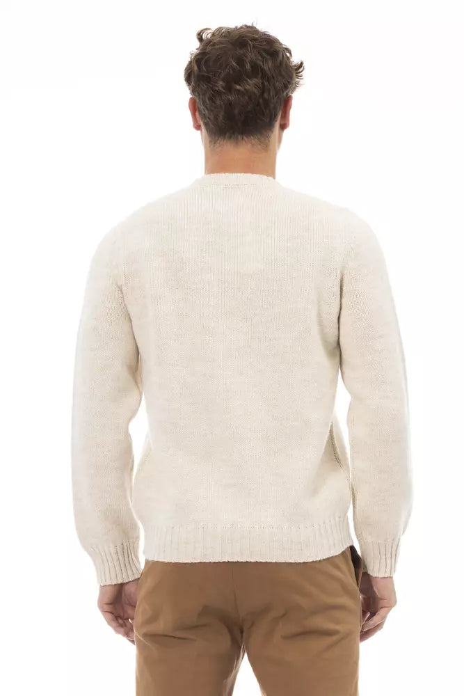 Alpha Studio Beige Alpaca Men Sweater Alpha Studio