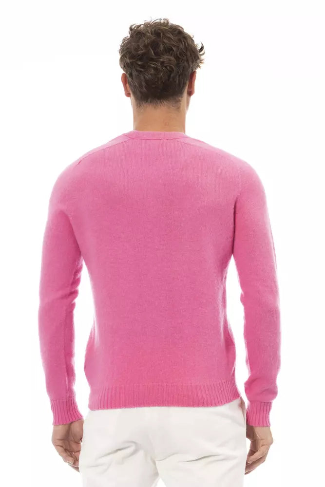 Alpha Studio Pink Wool Men Sweater Alpha Studio