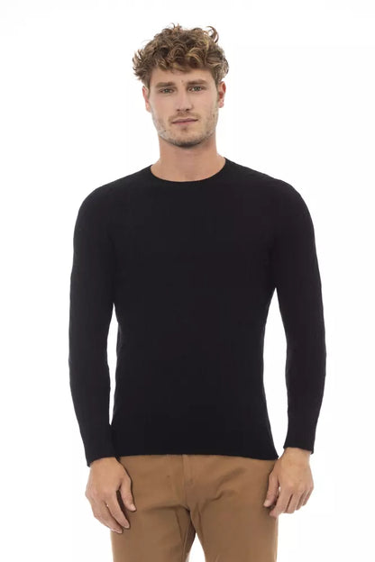 Alpha Studio Black Viscose Men Sweater Alpha Studio