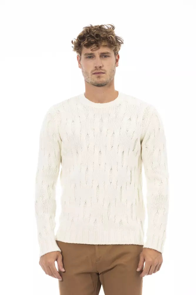 Alpha Studio Beige Wool Men Sweater Alpha Studio