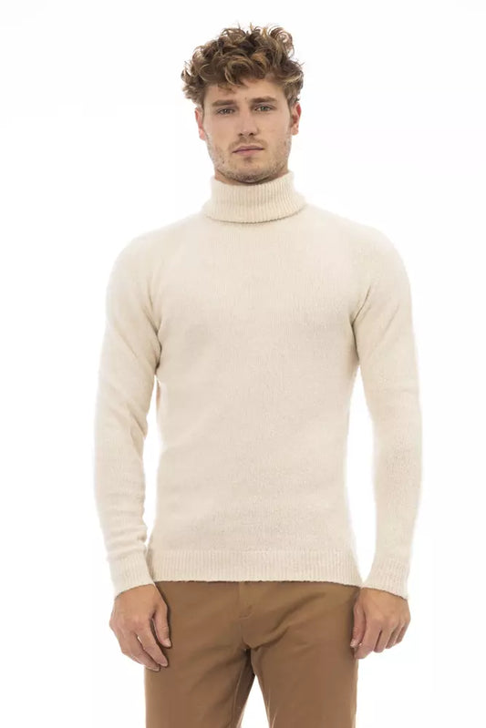 Alpha Studio Beige Alpaca Men Sweater Alpha Studio