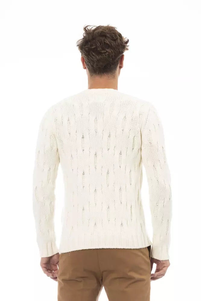 Alpha Studio Beige Wool Men Sweater Alpha Studio