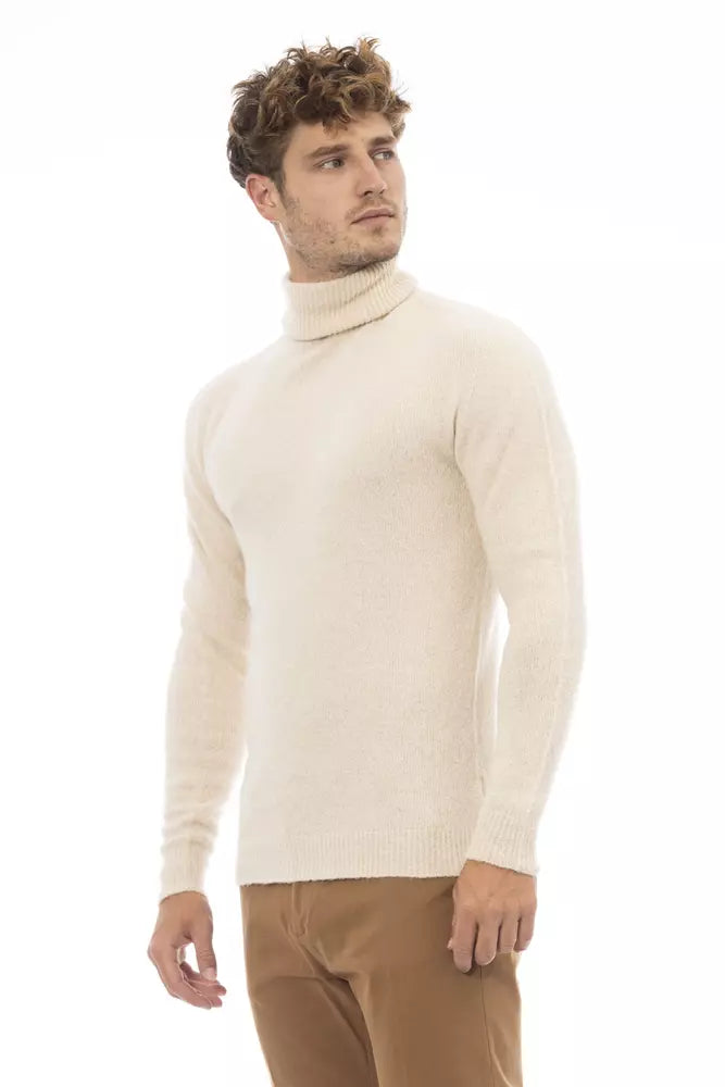 Alpha Studio Beige Alpaca Men Sweater Alpha Studio