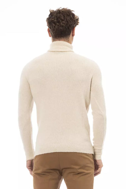 Alpha Studio Beige Alpaca Men Sweater Alpha Studio