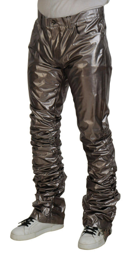 Dolce & Gabbana Metallic Silver Casual Pants Dolce & Gabbana