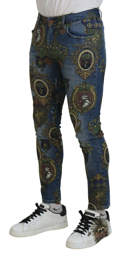 Dolce & Gabbana Elegant Slim-Fit Printed Denim Jeans Dolce & Gabbana