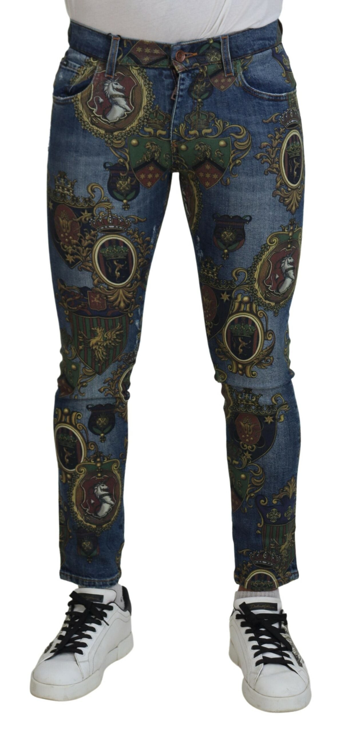 Dolce & Gabbana Elegant Slim-Fit Printed Denim Jeans Dolce & Gabbana