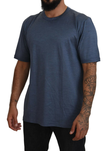 Dolce & Gabbana Silken Blue Crewneck Tee – A Touch of Elegance Dolce & Gabbana