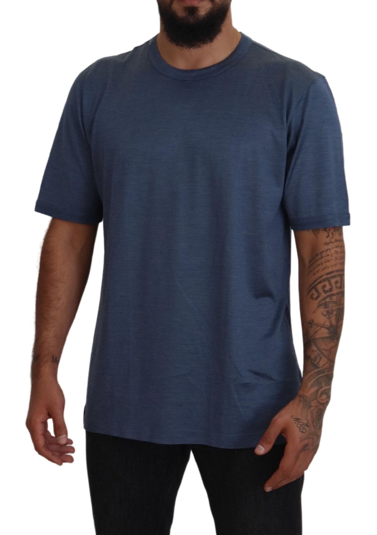 Dolce & Gabbana Silken Blue Crewneck Tee – A Touch of Elegance Dolce & Gabbana