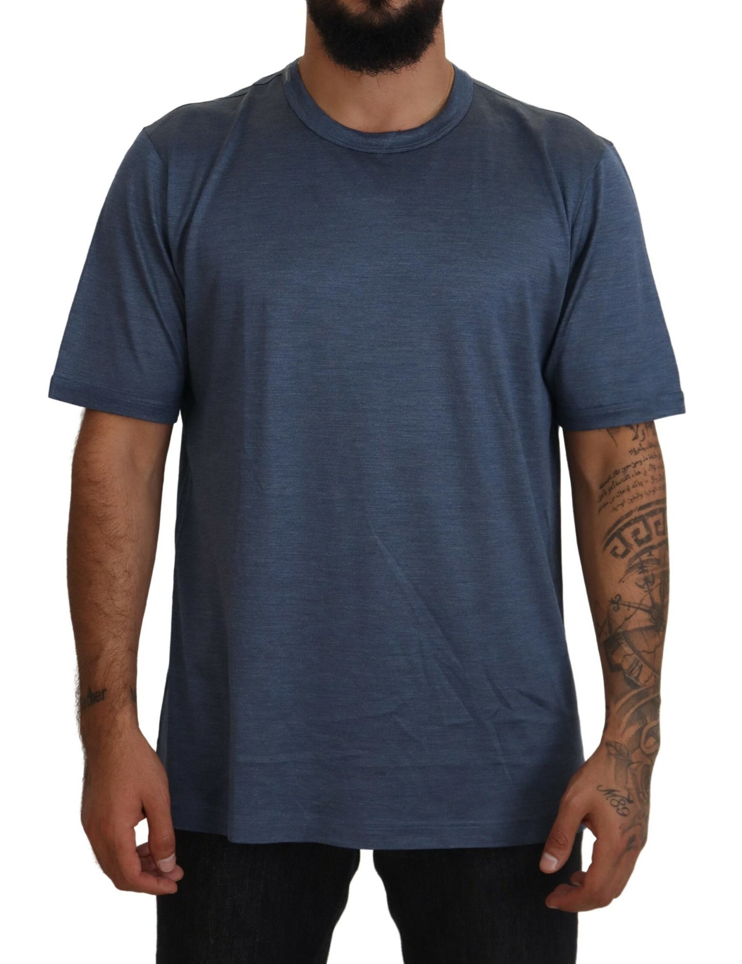 Dolce & Gabbana Silken Blue Crewneck Tee – A Touch of Elegance Dolce & Gabbana