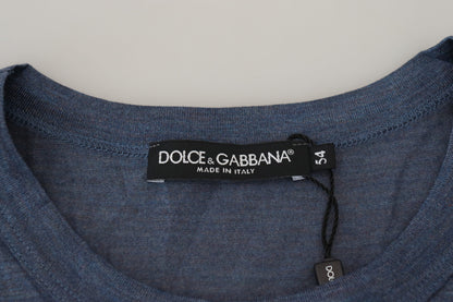 Dolce & Gabbana Silken Blue Crewneck Tee – A Touch of Elegance Dolce & Gabbana