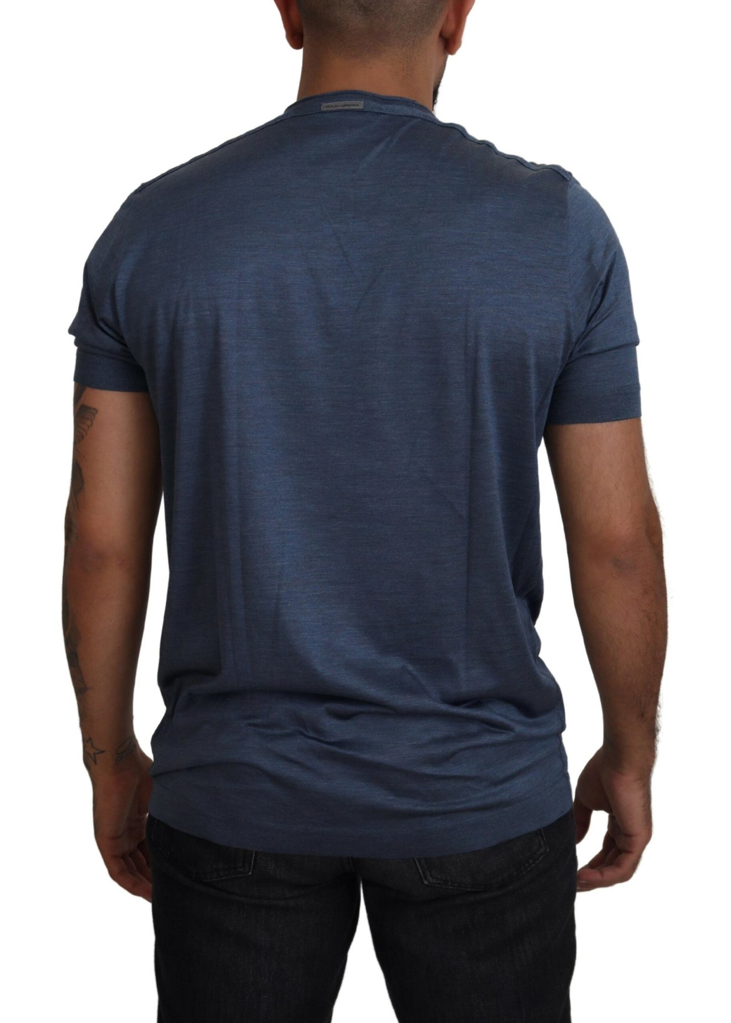 Dolce & Gabbana Elegant Silk Crewneck Blue Tee Dolce & Gabbana