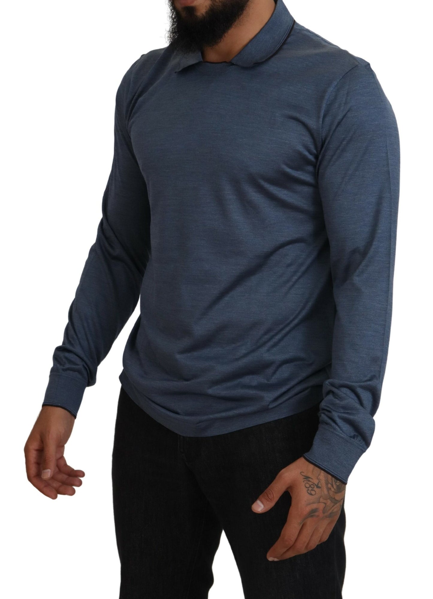 Dolce & Gabbana Elegant Silk Blue Pullover Sweater Dolce & Gabbana